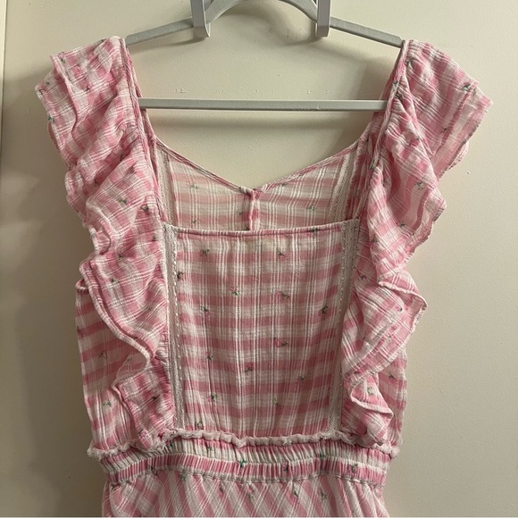 LoveShackFancy Leon Pink Pop Rock Floral Gingham Mini Dress Medium - Picture 6 of 15